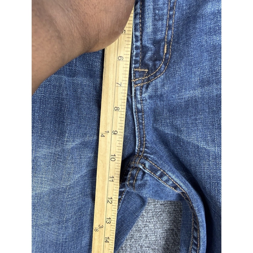 MENS SEVEN 7 FOR ALL MANKIND "THE STRAIGHT" BLUE DENIM JEANS 36X32 DISTRESSED - Picture 8 of 9